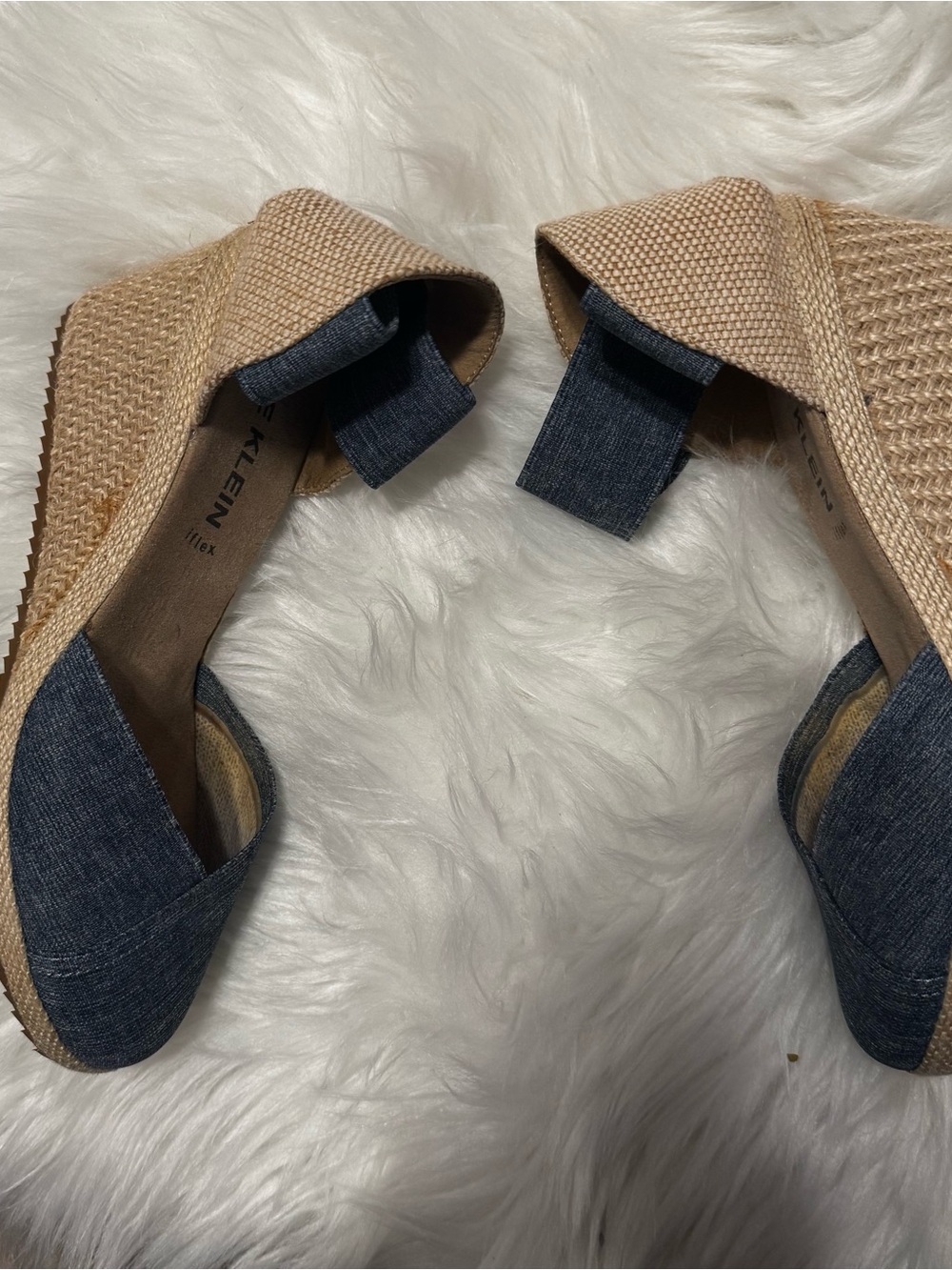 Anne Klein Iflex Navy Espadrille Wedge Sandals Size 7 1/2